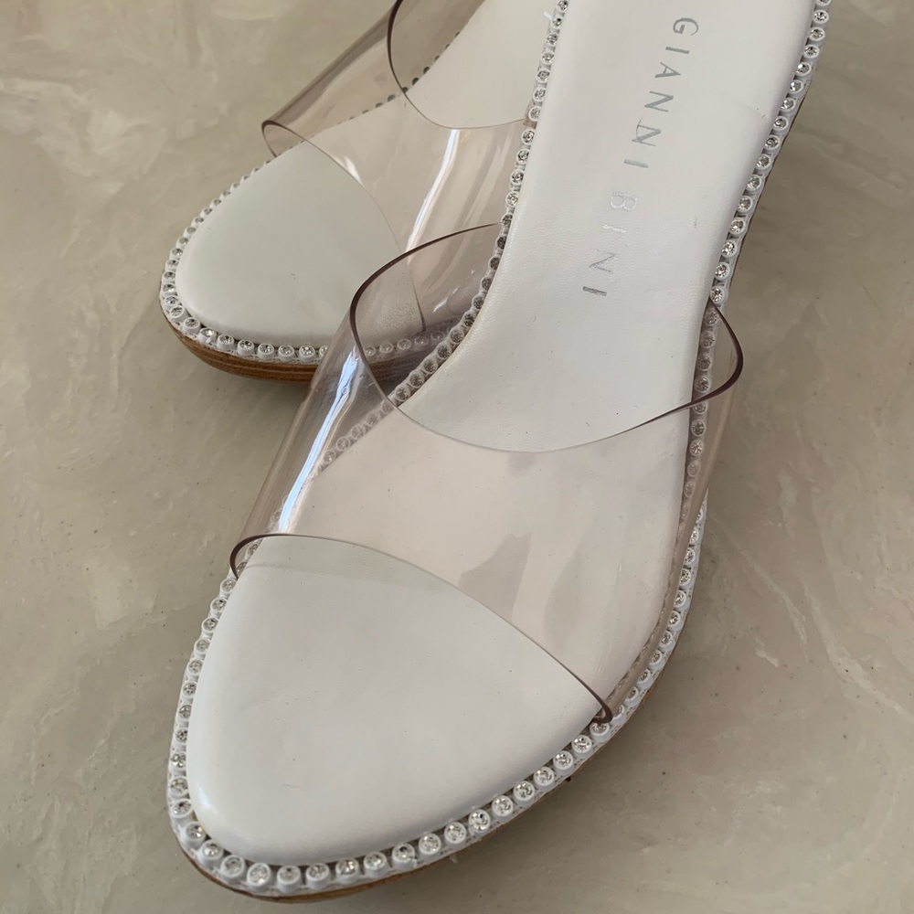 White w/clear strap heels (size 7)